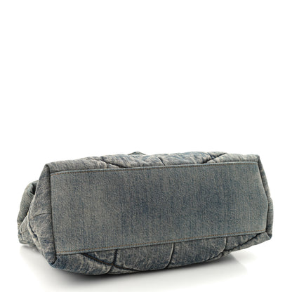 Saint Laurent Denim Quilted Medium Loulou Puffer Monogram Chain Satchel Blue Black 4 of 9