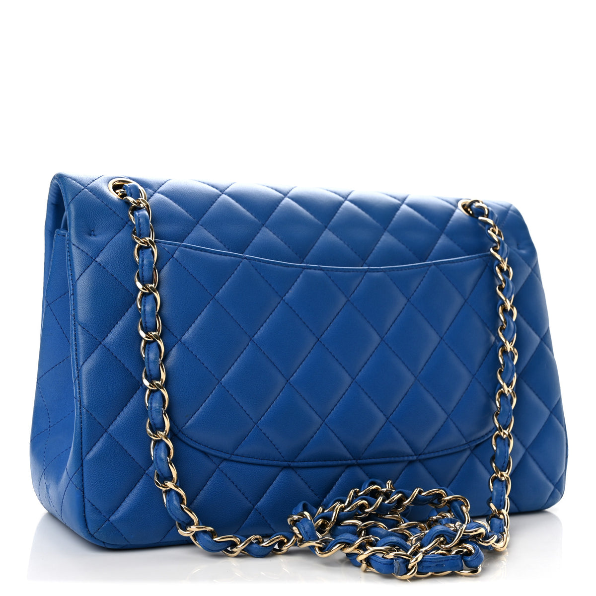 Lambskin Quilted Jumbo Double Flap Blue
