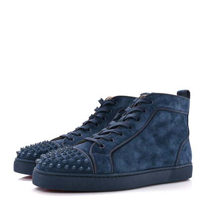Christian Louboutin Veau Velours Louis Orlato High Top Sneakers 45 Blue 3 of 11