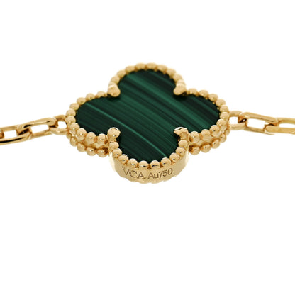 Van Cleef & Arpels 18K Yellow Gold Malachite 5 Motifs Vintage Alhambra Bracelet 3 of 5