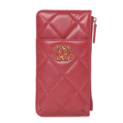 Chanel Shiny Goatskin Quilted 19 Flat Wallet Pouch Rouge 1 of 7
