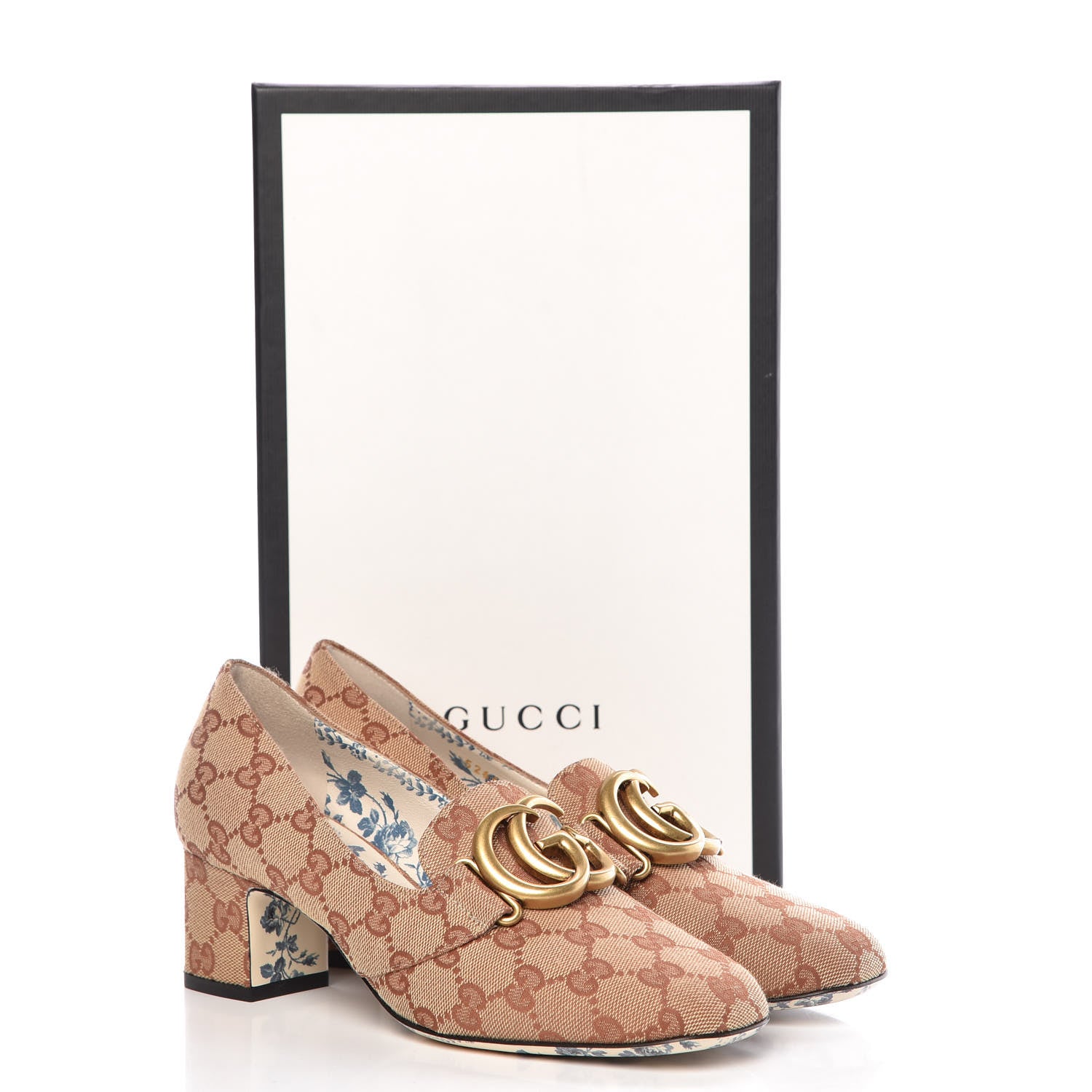 Gucci Monogram GG Victoire 55mm Loafer Pumps 37 Beige Ruggine 9 of 9