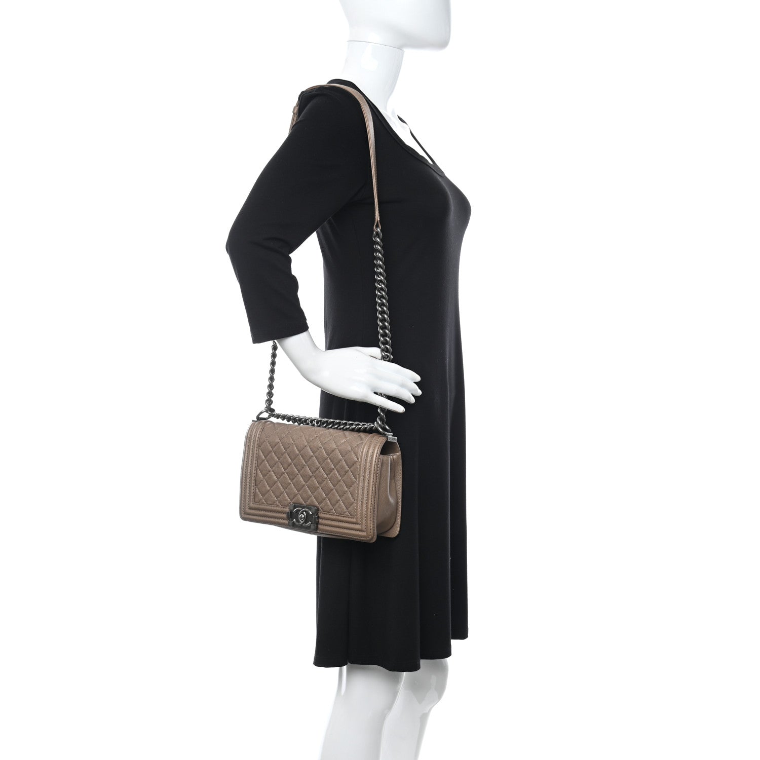 Chanel Grained Calfskin Quilted Medium Boy Flap Light Brown 2 of 16