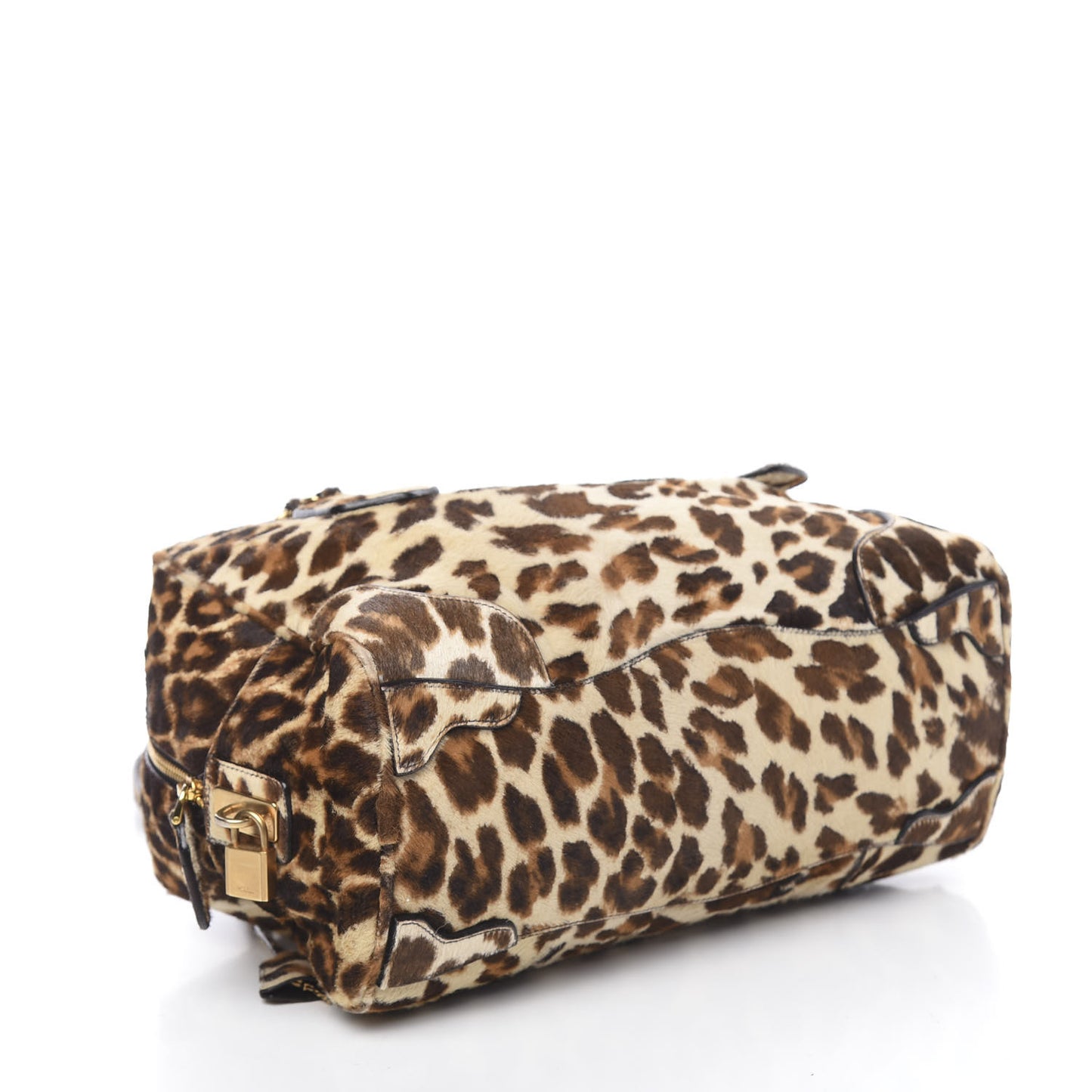 Calf Hair Leopard Print Shoulder Bag Avorio