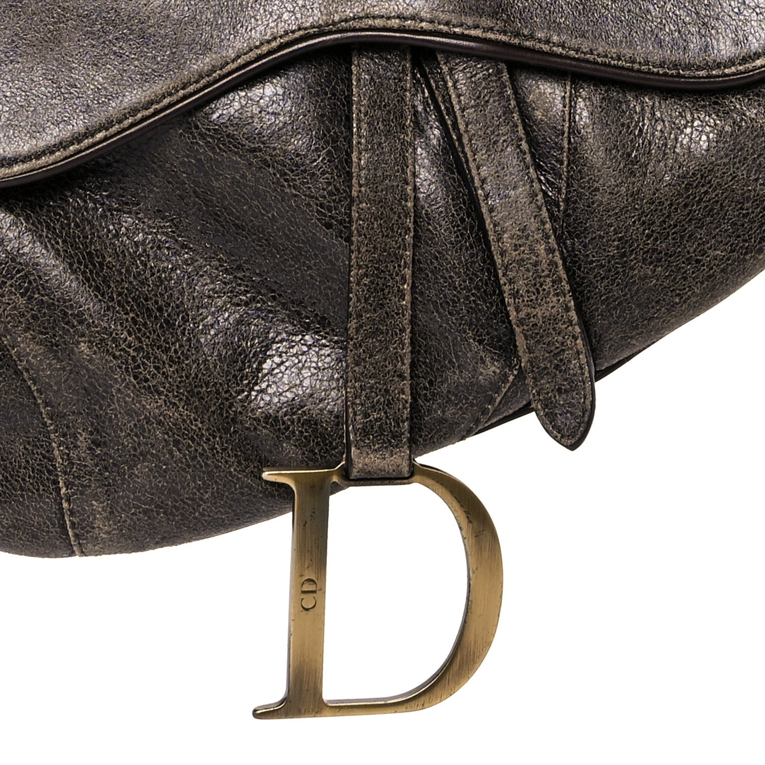 Christian Dior Distressed Calfskin Saddle Bag Brown 8 of 10