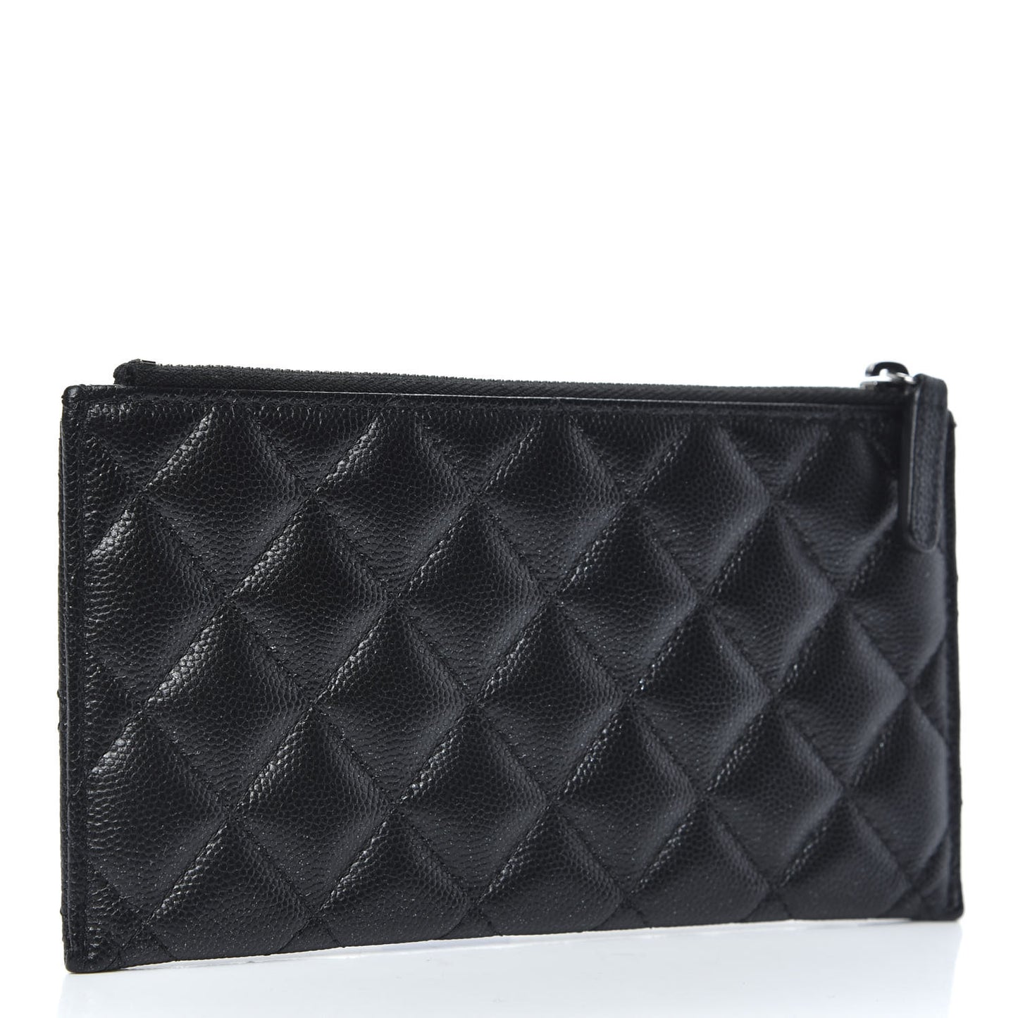 Iridescent Caviar Quilted Classic Zip Pouch Black