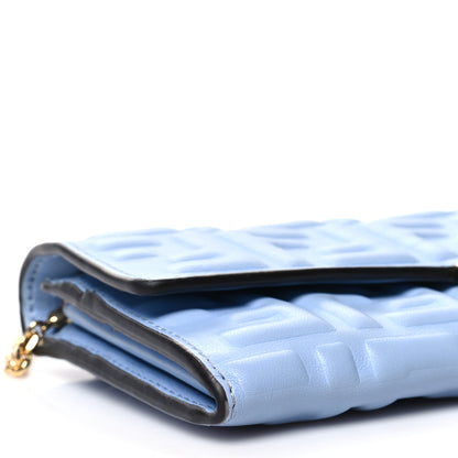 Fendi Nappa Matisse FF Embossed Continental Wallet on Chain Placid Blue 8 of 13