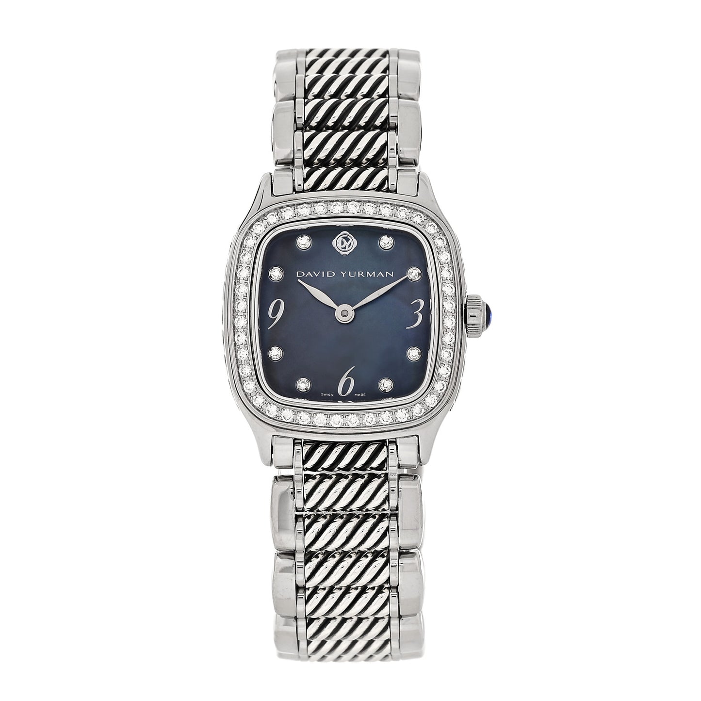 Stainless Steel Diamond Bezel Blue Mother of Pearl 25mm Thoroughbred Quartz Watch