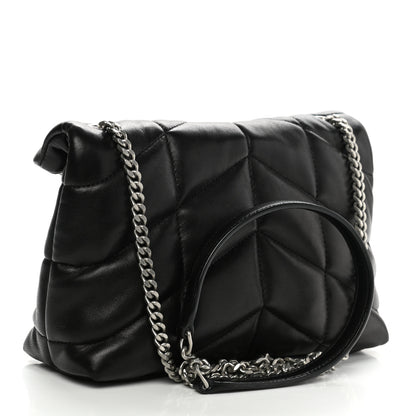 Saint Laurent Lambskin Quilted Toy Loulou Puffer Monogram Chain Satchel Black 3 of 12