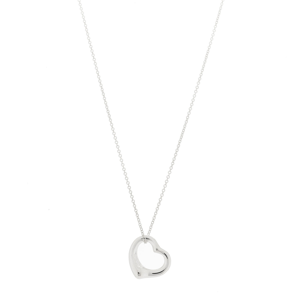 Sterling Silver 16mm Elsa Peretti Open Heart Pendant Necklace