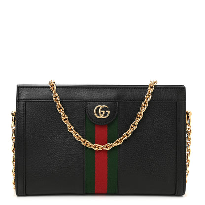 Gucci Calfskin GG Web Small Ophidia Chain Shoulder Bag Black 1 of 8