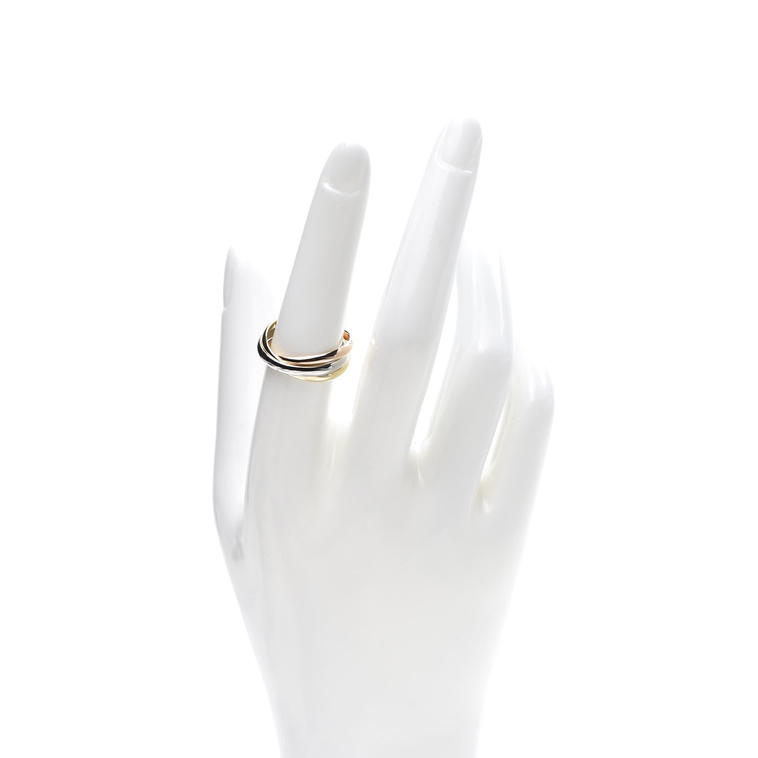 Cartier 18K Pink Yellow White Gold Small Trinity Ring 56 7.75 2 of 5
