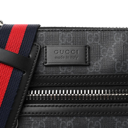 Gucci GG Supreme Monogram Web Small Flat Messenger Bag Black Grey 8 of 12