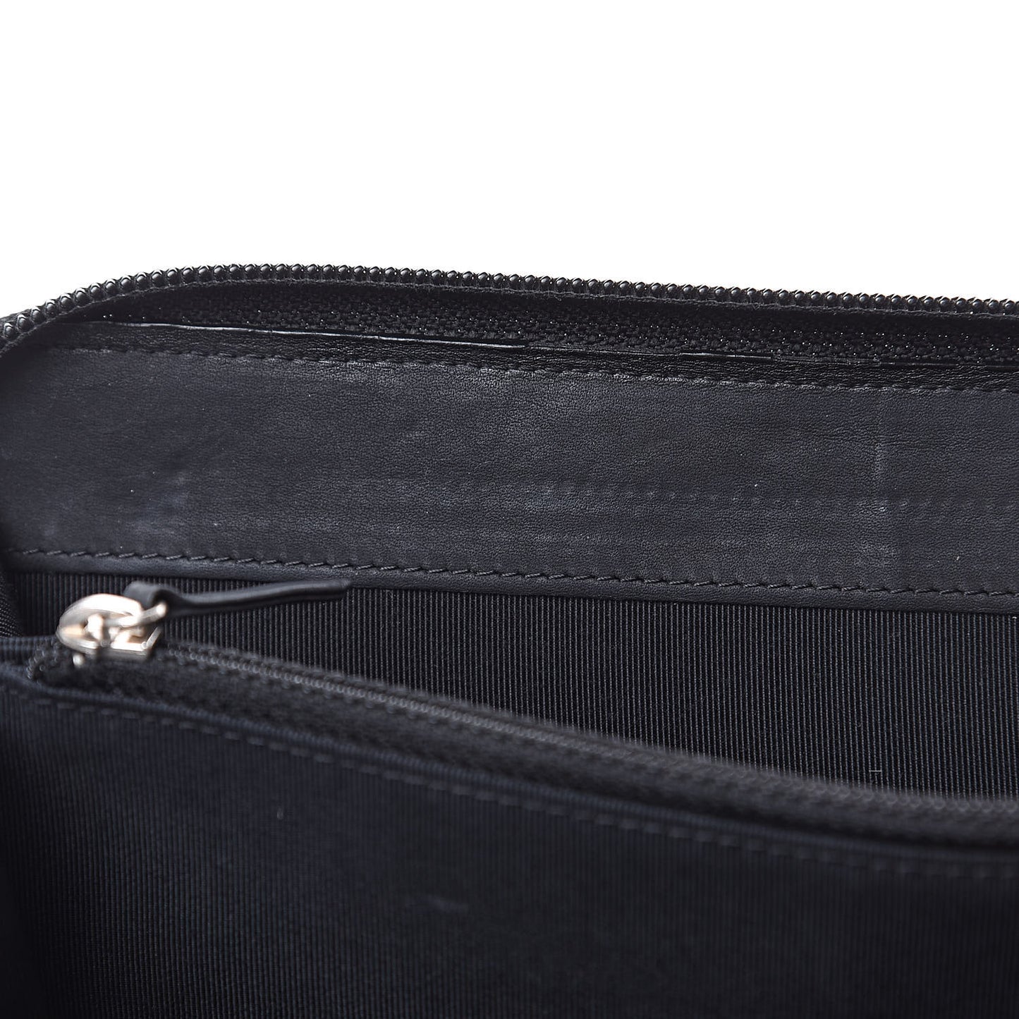 Calfskin Quilted Large Zip Around Organizer Wallet Black