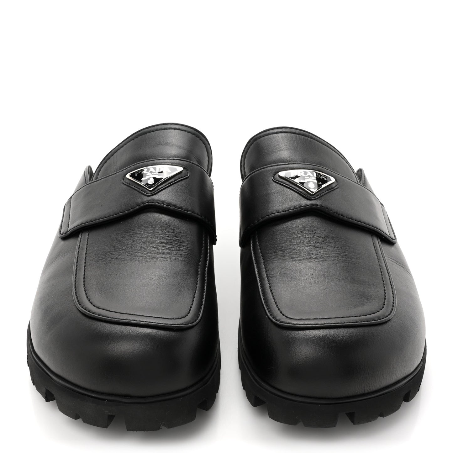City Calfskin Triangle Mens 20mm Flat Mules 12 Black
