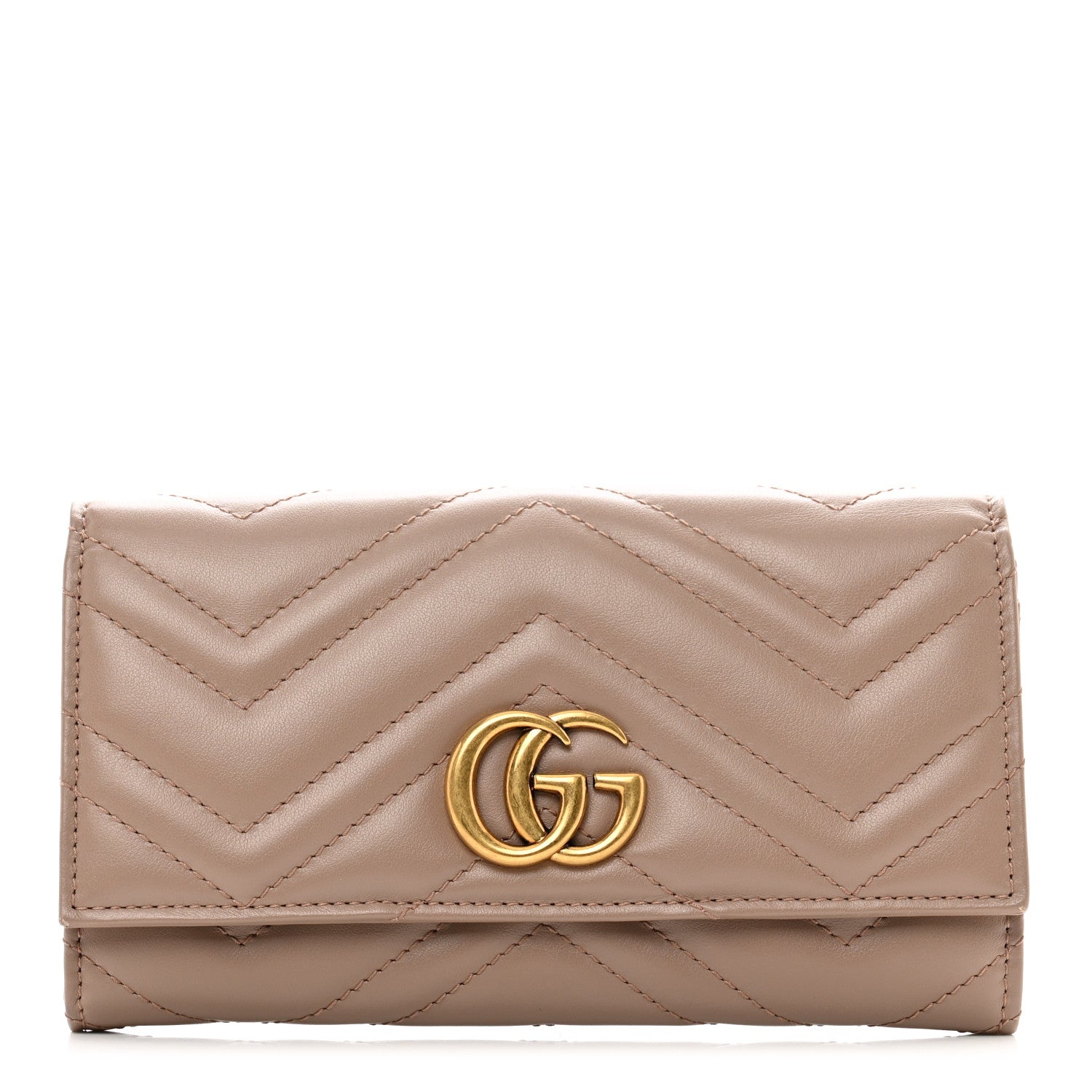 Gucci Calfskin Matelasse GG Marmont Continental Wallet Porcelain Rose 1 of 8