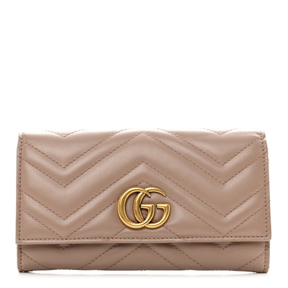 Gucci Calfskin Matelasse GG Marmont Continental Wallet Porcelain Rose 1 of 8