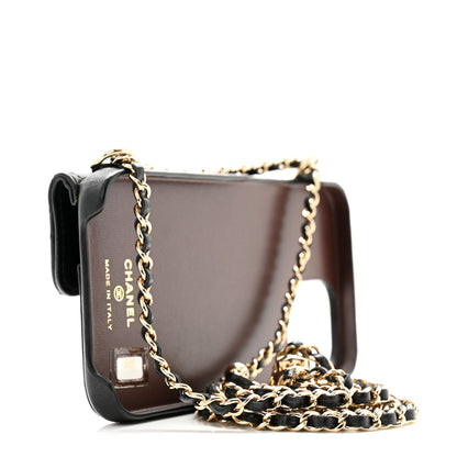 Chanel Lambskin Quilted Pearl Crush iPhone XII Pro Holder With Chain Black 3 of 11