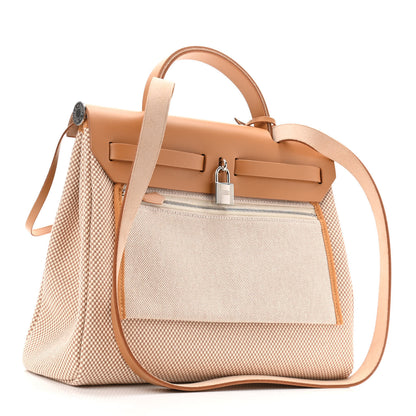 Hermes Vache Hunter Criss Viking Herbag Zip Retourne 31 PM Ecru Beige Naturel 4 of 13