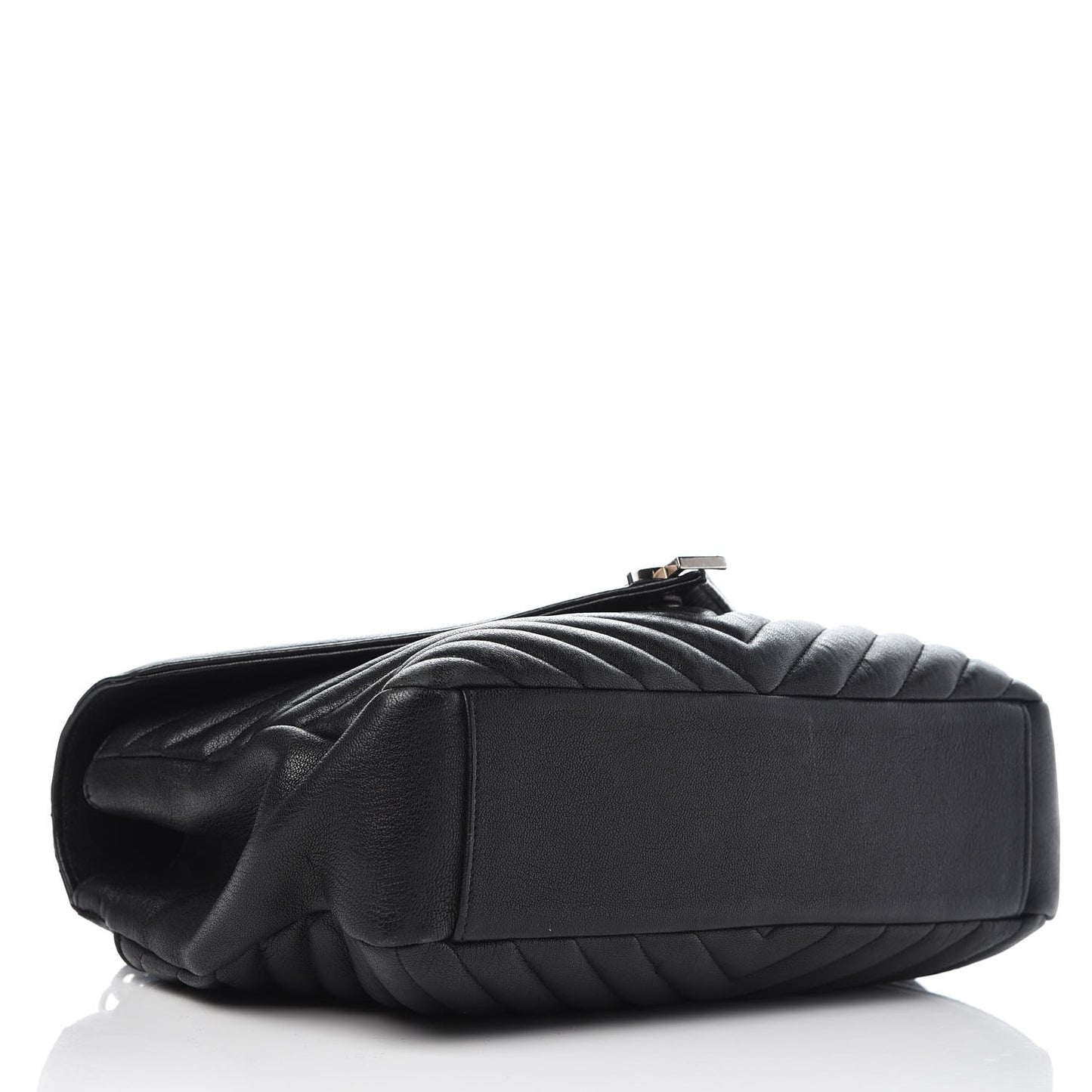 Sheepskin Matelasse Chevron Monogram Large College Satchel Black