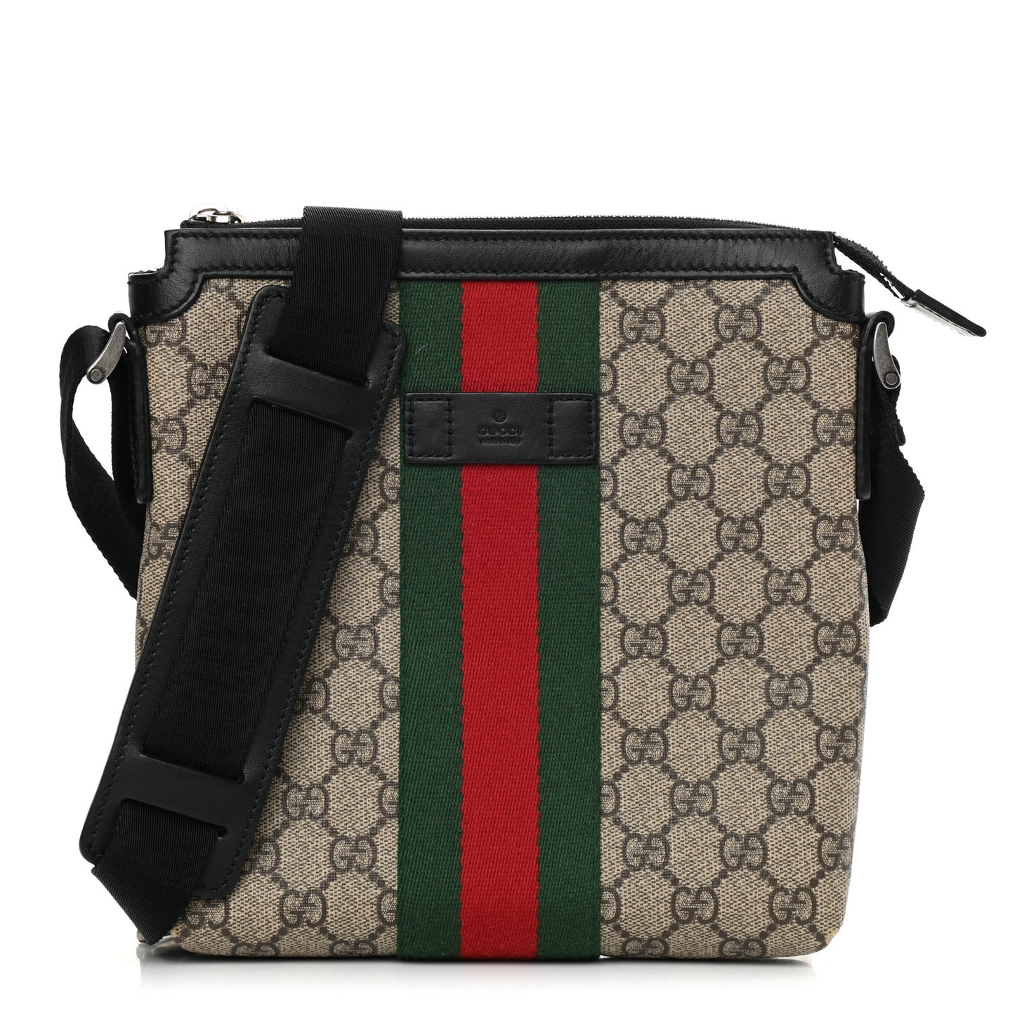 GG Supreme Monogram Web Messenger Bag Black