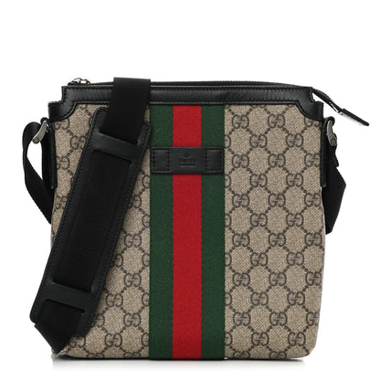 Gucci GG Supreme Monogram Web Messenger Bag Black 1 of 14