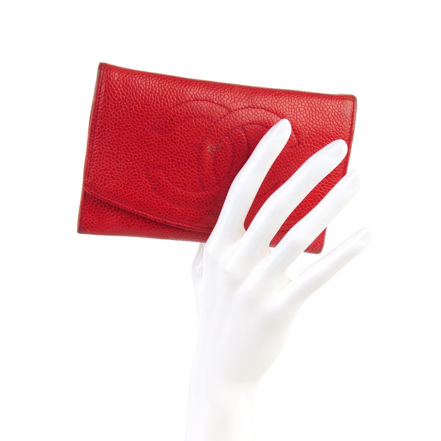 Chanel Caviar Timeless CC Card Holder Wallet Red 2 of 10