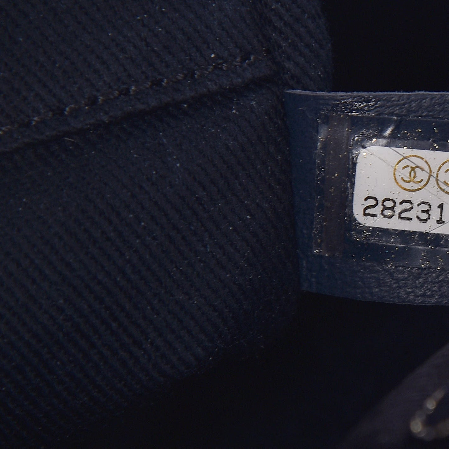 Lurex Canvas Mini Deauville Tote Navy Blue Gold