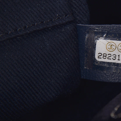 Chanel Lurex Canvas Mini Deauville Tote Navy Blue Gold 7 of 9