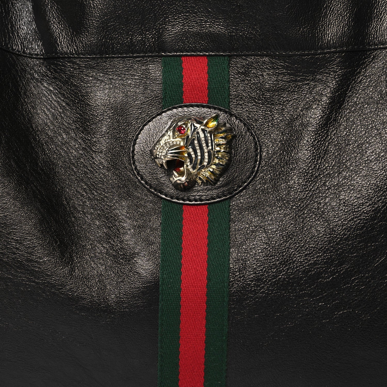Gucci Calfskin Maxi Rajah Chain Tote Black 9 of 11