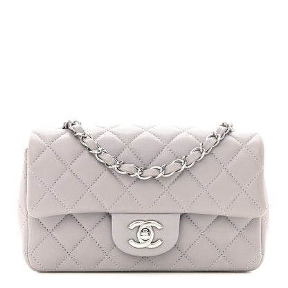 Chanel Lambskin Quilted Mini Rectangular Flap Grey 1 of 11