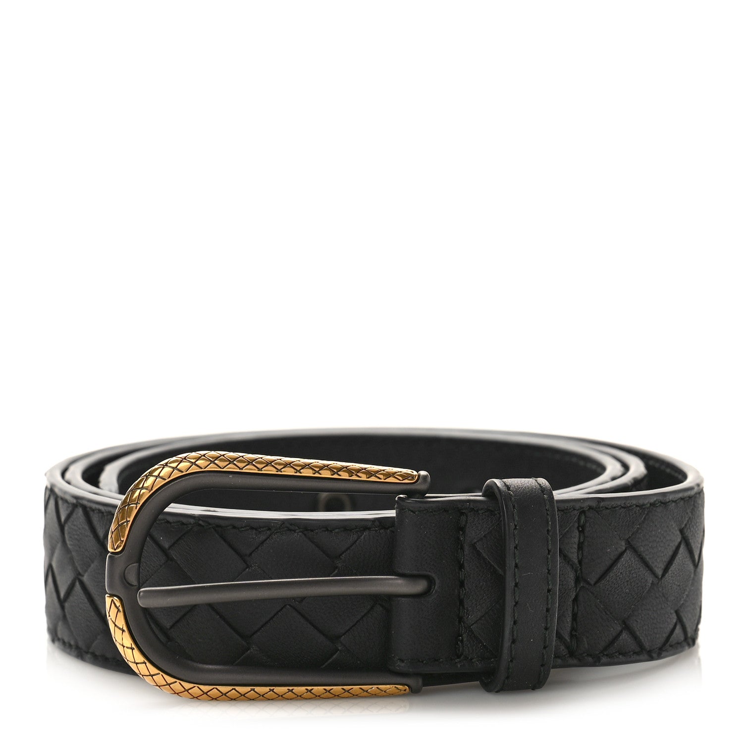Bottega Veneta Nappa Intrecciato Belt 85 34 Black 1 of 3