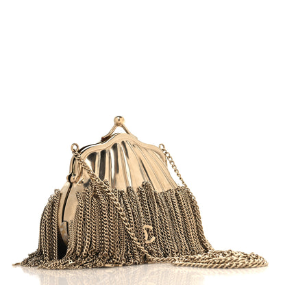Chanel Metal Seashell Kiss Lock CC Chain Fringe Minaudiere Clutch Gold 3 of 11