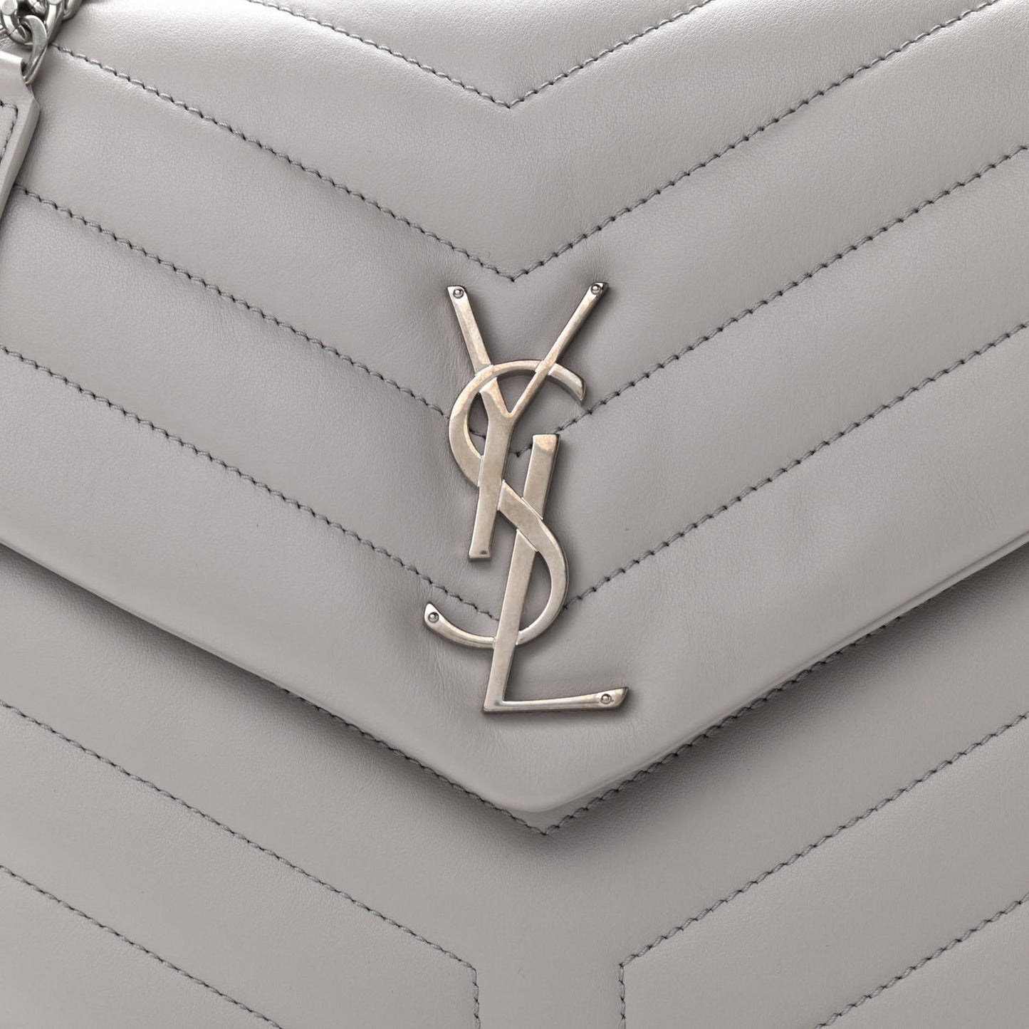 Calfskin Y Quilted Monogram Medium Loulou Chain Satchel Granite