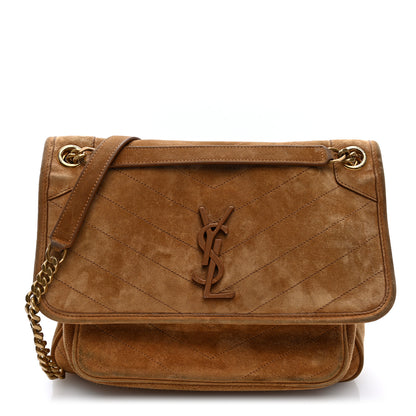 Saint Laurent Suede Monogram Medium Niki Chain Satchel Cinnamon 1 of 9