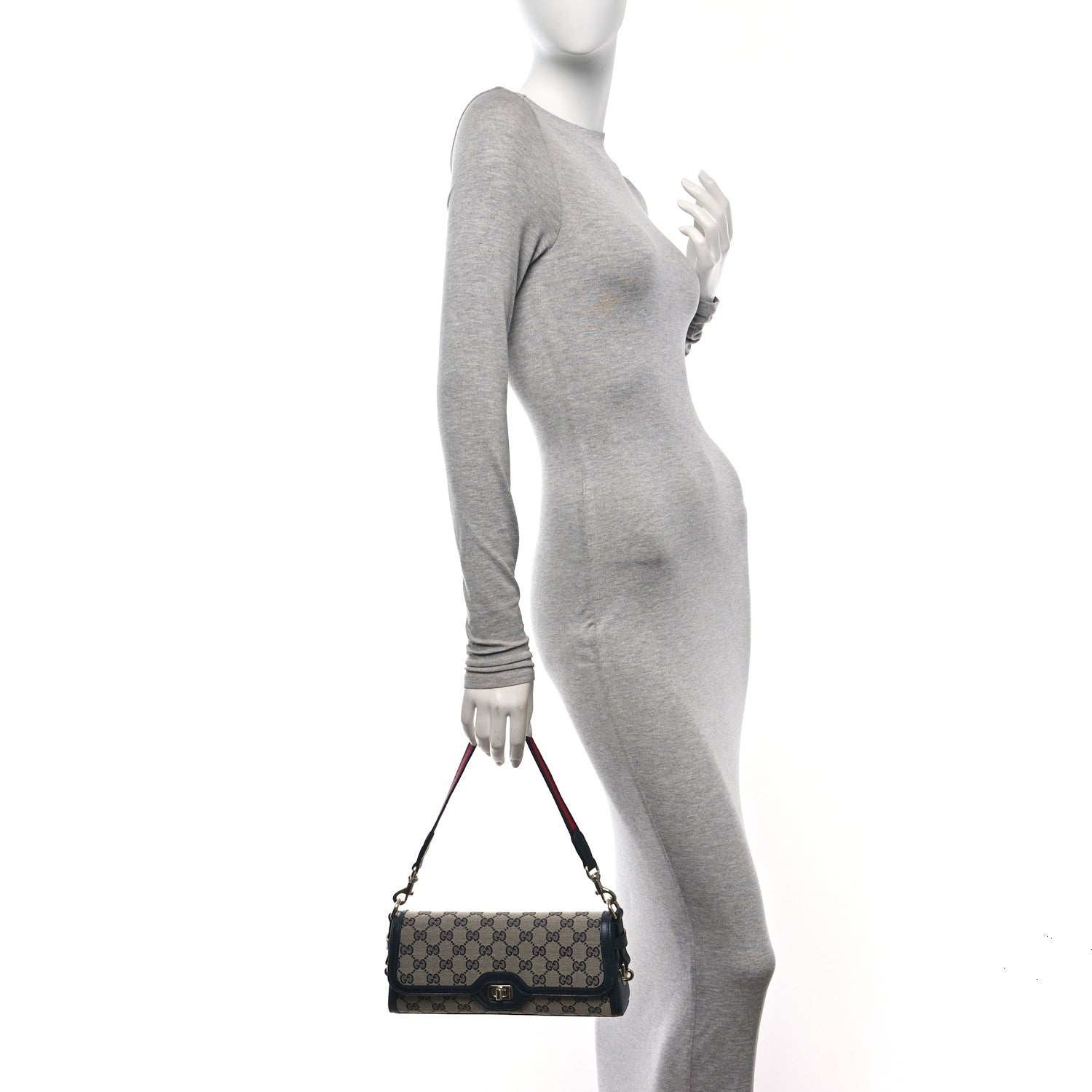 Gucci GG Monogram Small Luce Shoulder Bag Beige Blue 2 of 11