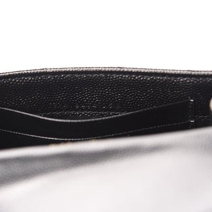 Saint Laurent Grain De Poudre Matelasse Chevron Small Monogram Envelope Wallet Black 7 of 8
