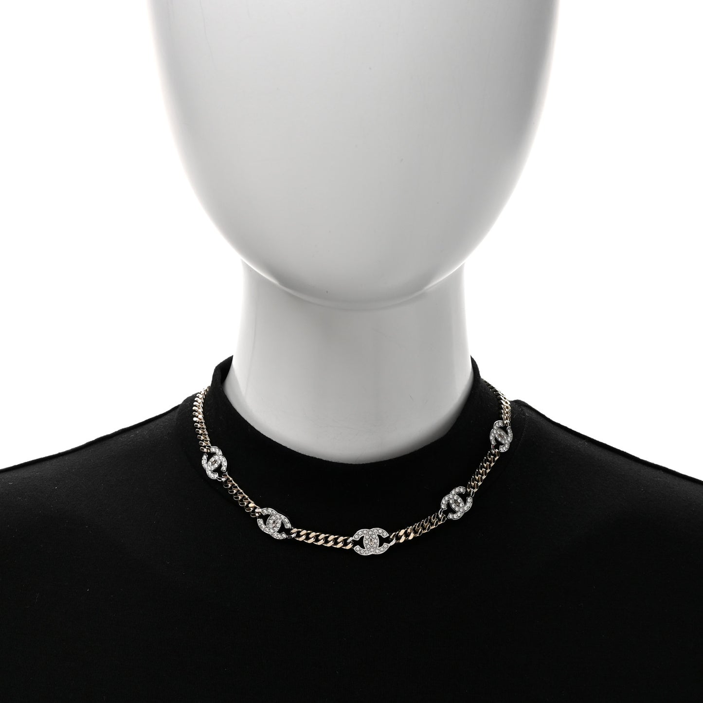 Crystal Chain CC Link Choker Gold Silver