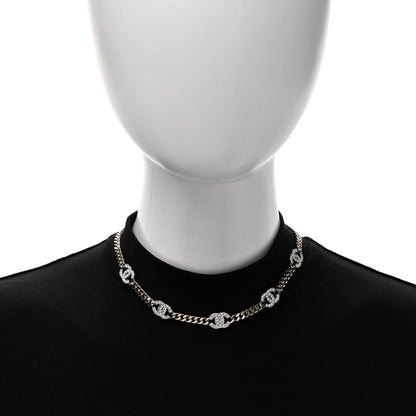 Chanel Crystal Chain CC Link Choker Gold Silver 2 of 5