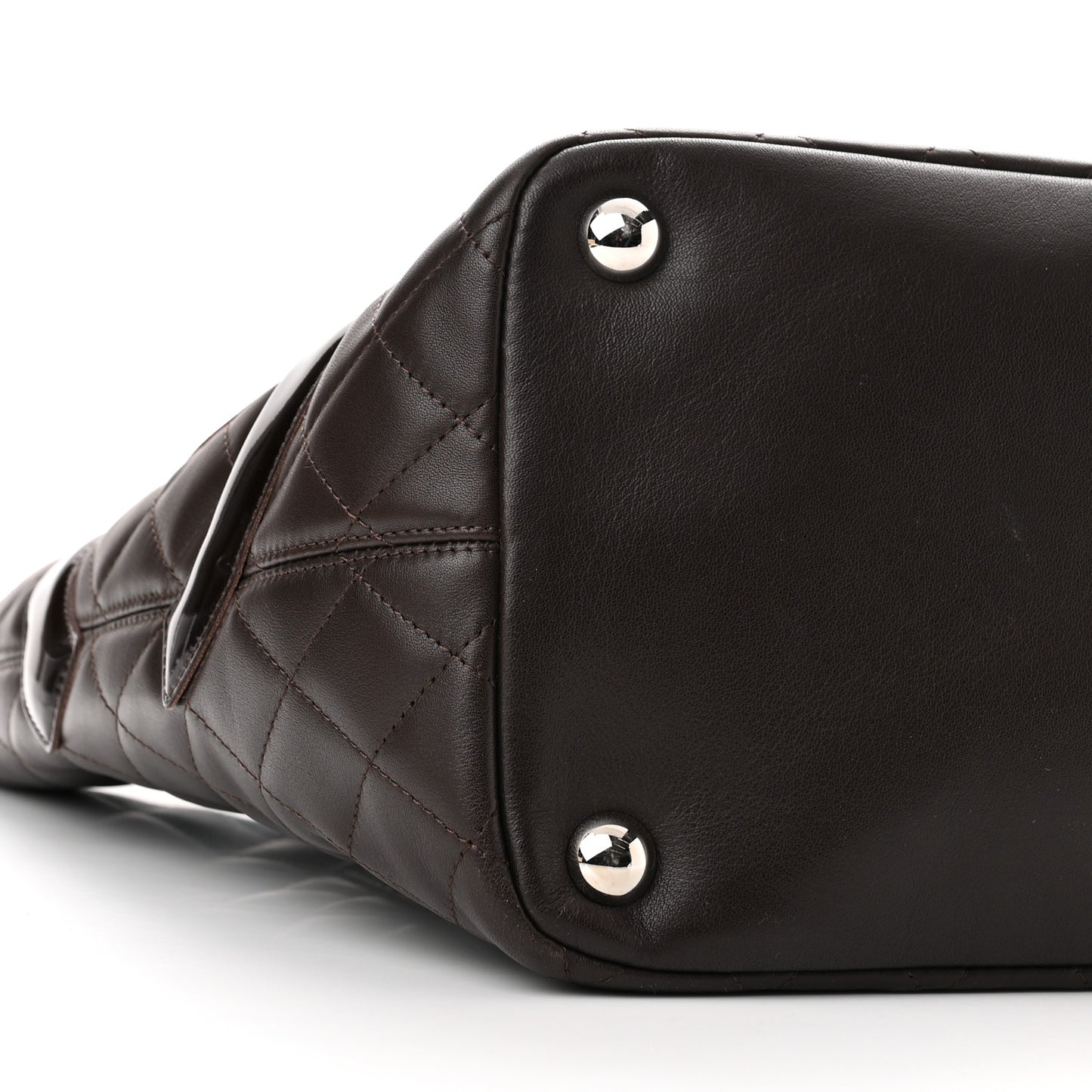 Calfskin Quilted Large Cambon Tote Brown