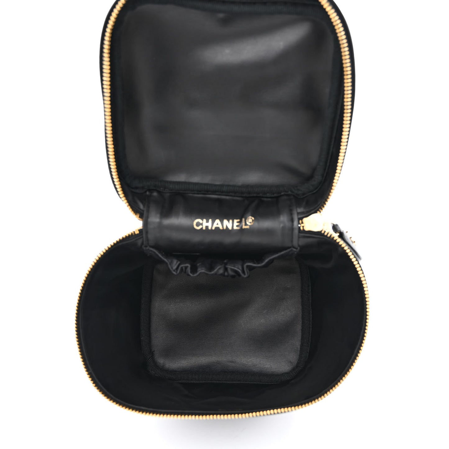 Lambskin Vanity Cosmetic Case Black