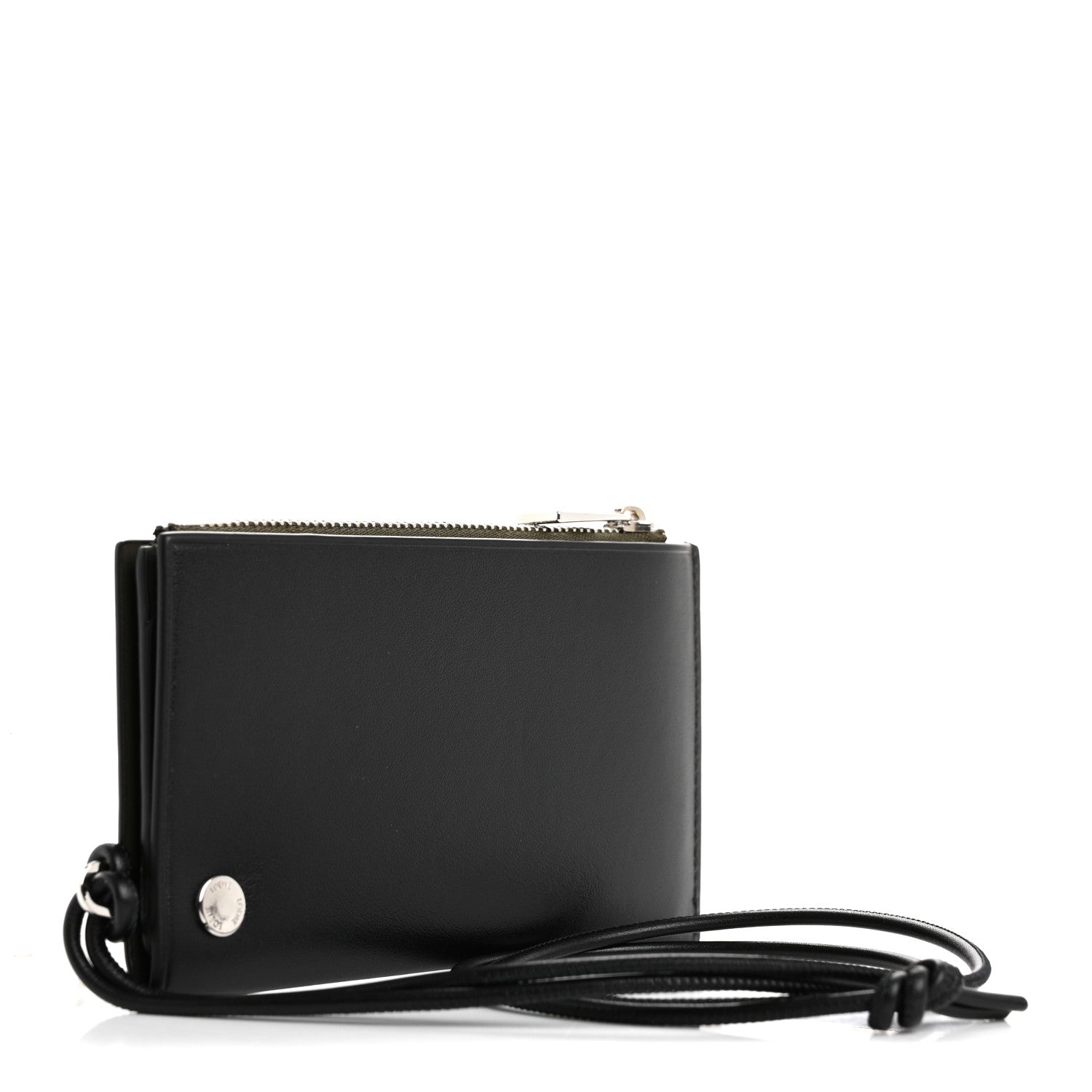 Loewe Nappa Calfskin Pebble Slider Coin Card Holder Black Dark Khaki 4 of 9