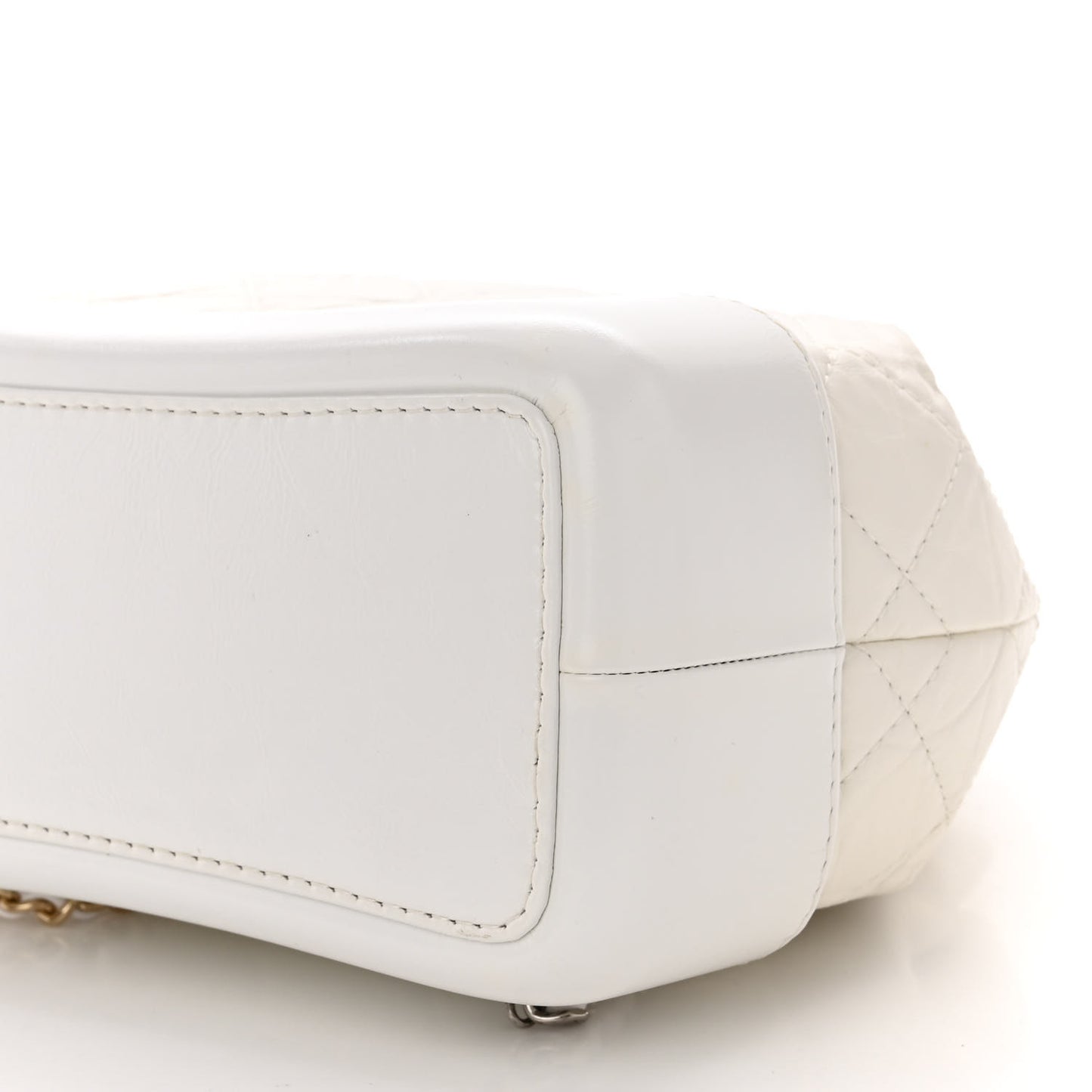 Aged Calfskin Quilted Small Gabrielle Backpack White