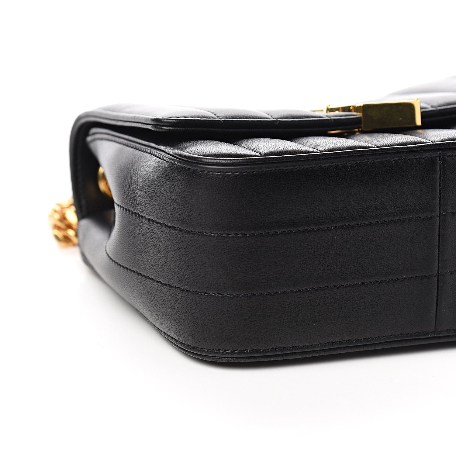 Saint Laurent Lambskin Matelasse Monogram Medium Vicky Chain Bag Black 8 of 10