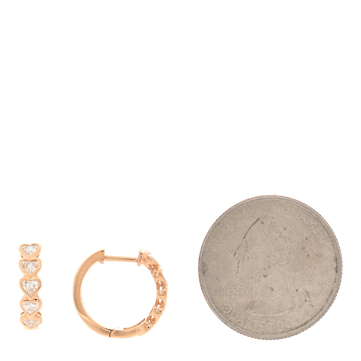 Anita Ko 18K Rose Gold Diamond Bezel Heart Hoop Earrings 2 of 5