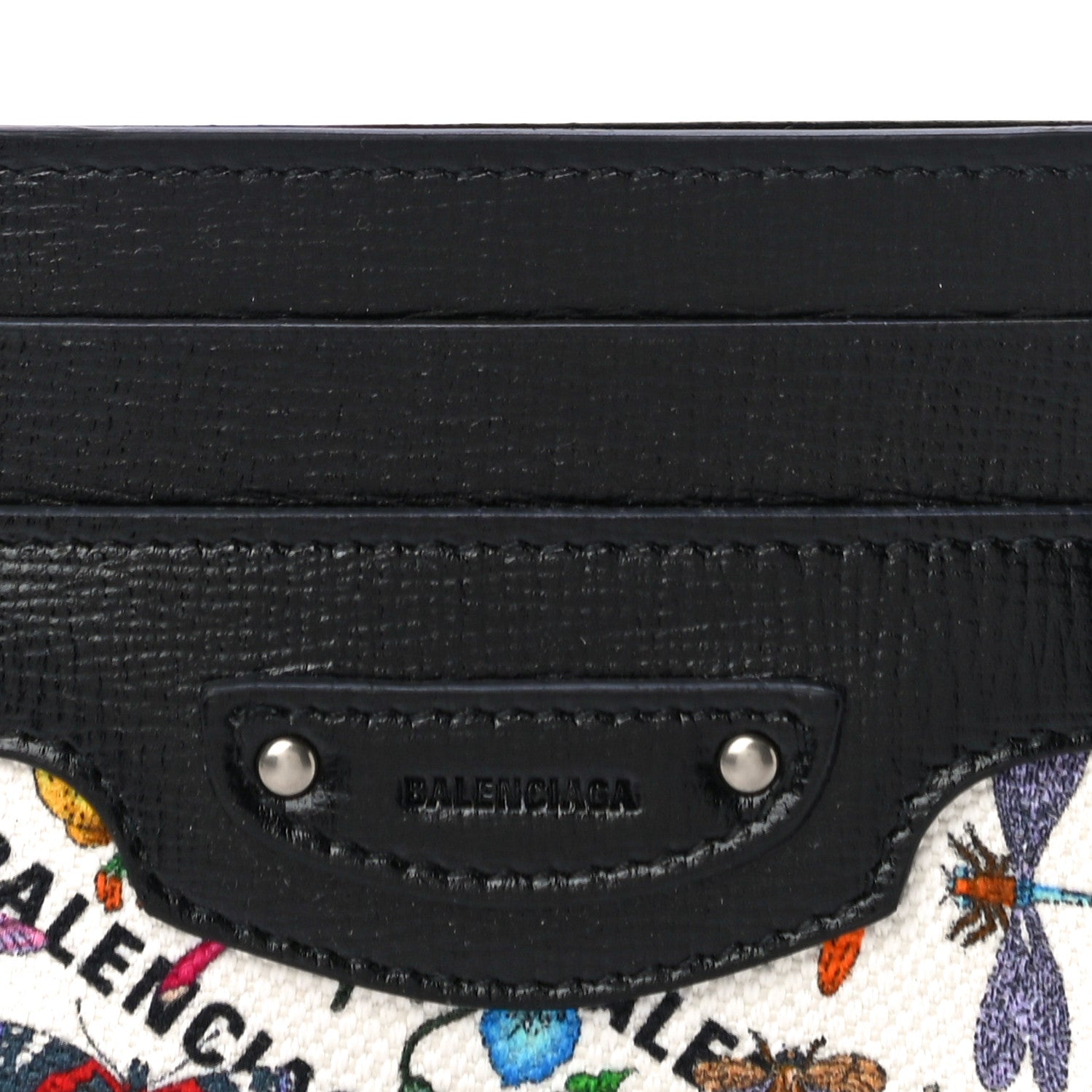 Balenciaga X GUCCI Canvas Azalea Calfskin Flora Logo Print Neo Classic Card Holder White Multicolor Black 7 of 9