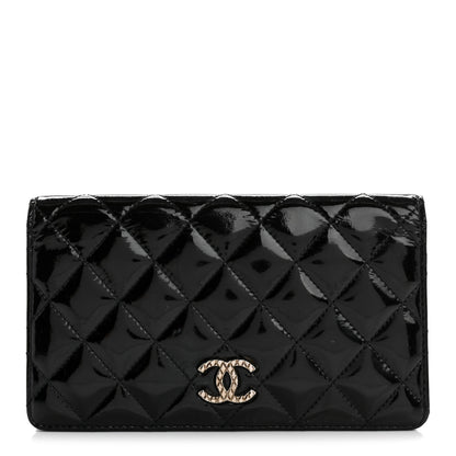 Chanel Patent Quilted Brilliant Yen Wallet Black 1 of 12