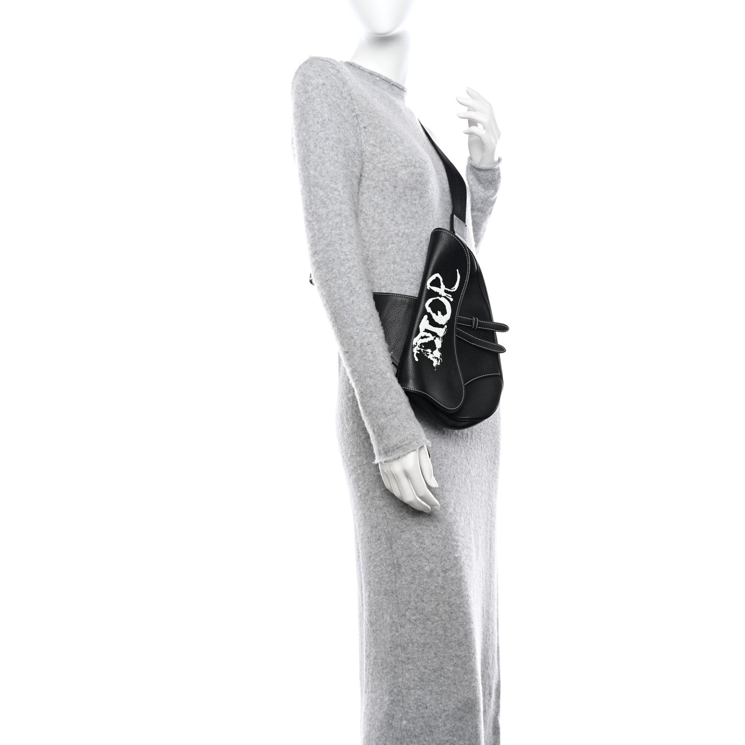 Christian Dior X PETER DOIG Grained Calfskin Saddle Bag Black 2 of 10