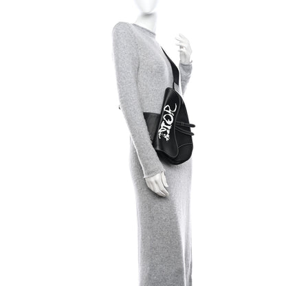 Christian Dior X PETER DOIG Grained Calfskin Saddle Bag Black 2 of 10