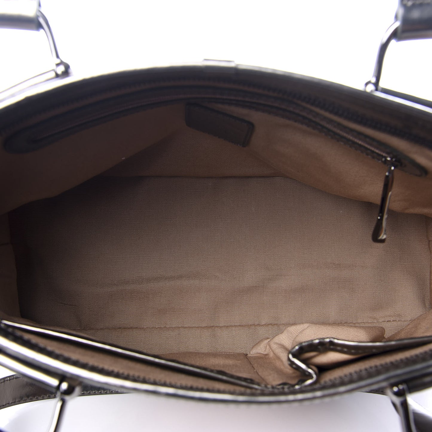 Metallic Calfskin Nova Check Shopper Tote Pewter